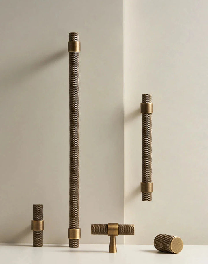 Antique Brass Knurled Cabinet Hardware full set