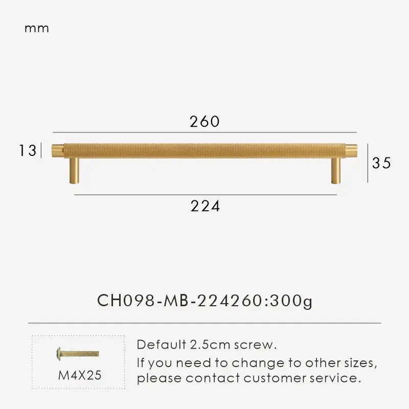 Textured Brass T-Bar Pull