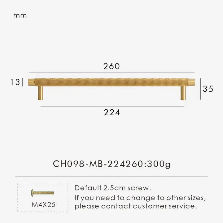 Textured Brass T-Bar Pull