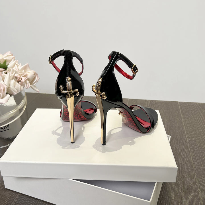 Patent Leather Stiletto Sandals heel detail
