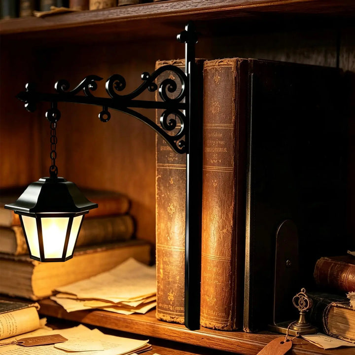 Warm Glow Library Night Light bracket scrollwork detail