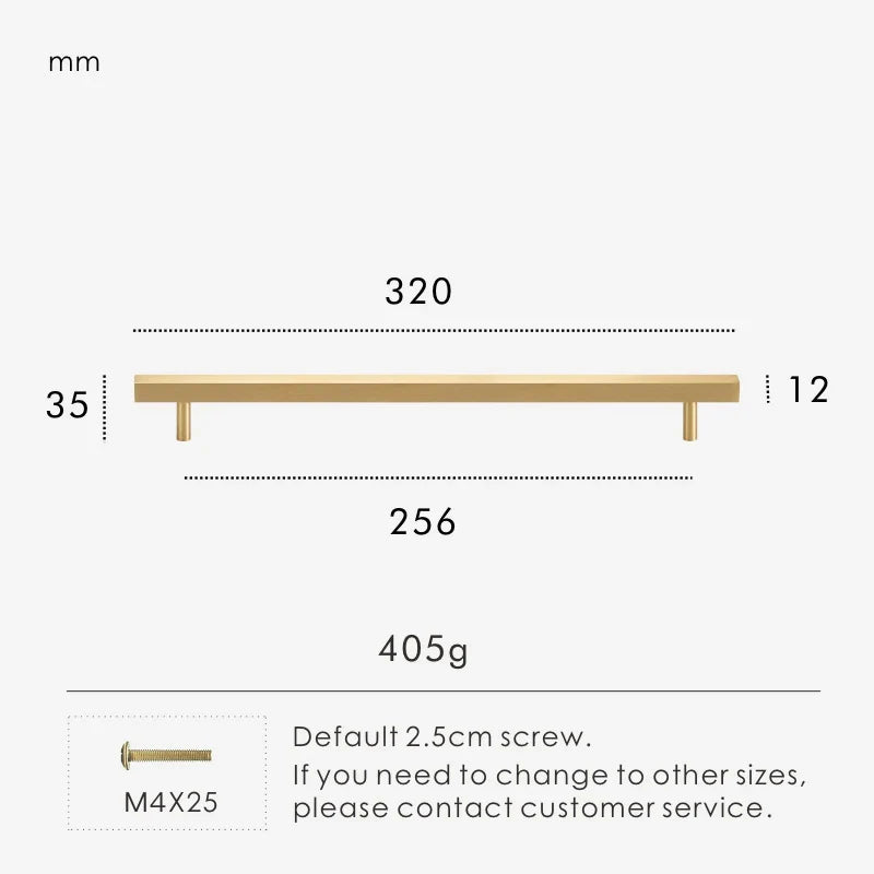 Brushed Brass Square Pull Handle 256/320mm size
