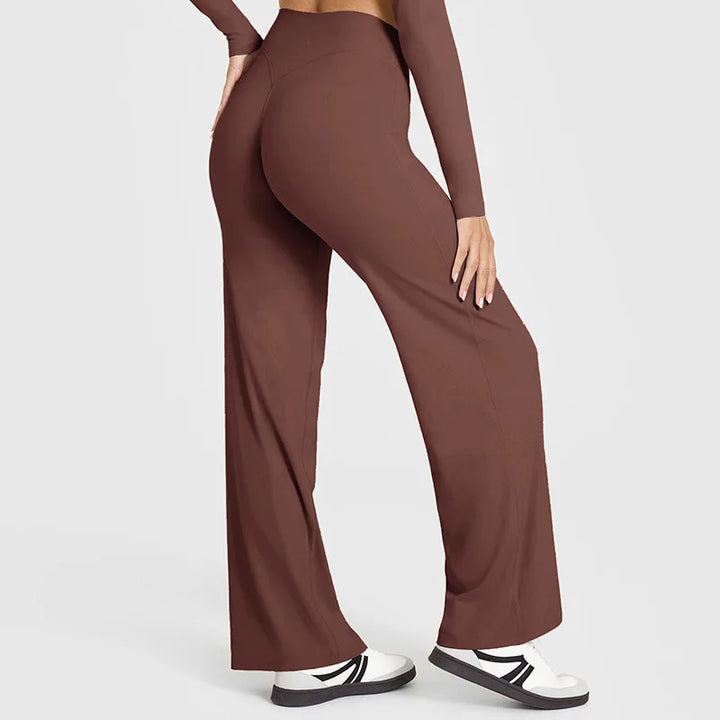 High-waisted flare leggings with brushed stretch fabric and skin-friendly finish for women
