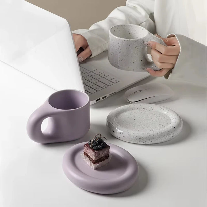 Nordic White Porcelain Coffee Cup & Saucer Set, Reusable Tea Mug