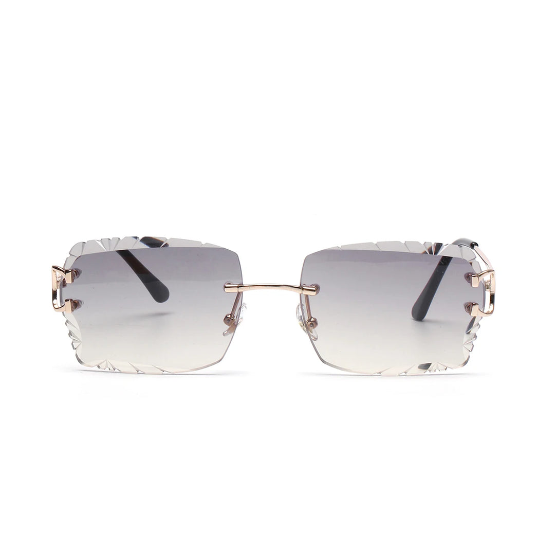 Rimless Diamond-Cut Sunglasses angled view