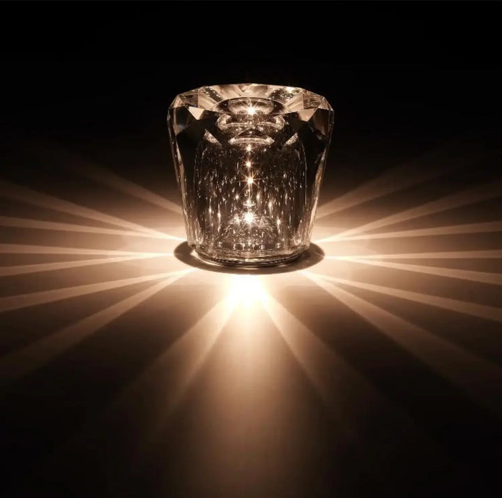 Diamond-Cut Crystal Night Light C Style trio glowing