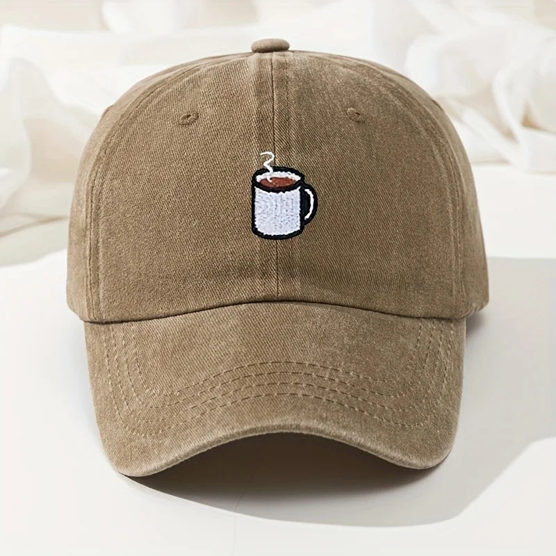 Khaki Retro Washed Cotton Baseball Cap front view