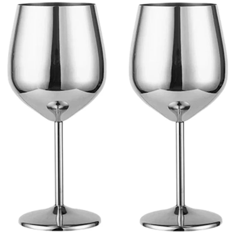 Silver Stainless Steel Wine Goblet front view