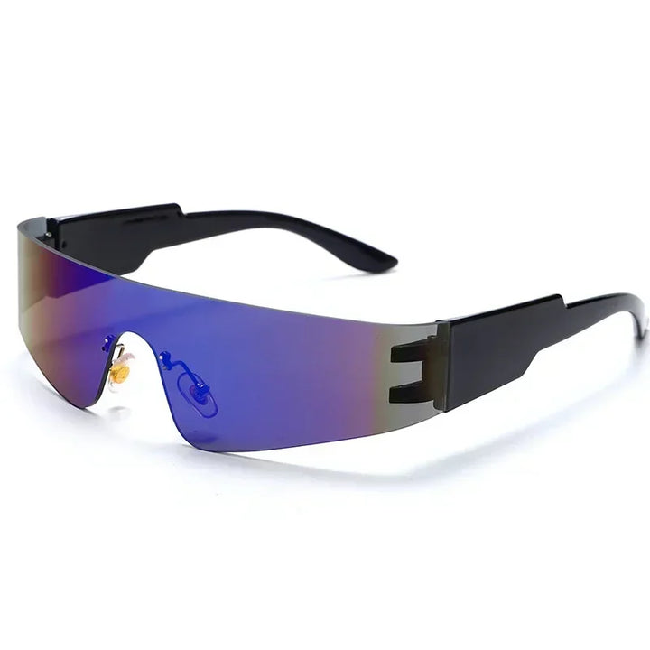 Black and blue Chrome Wraparound Fashion Shades front view