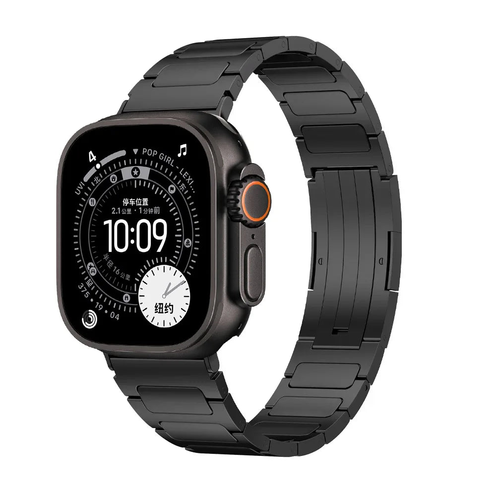 Black Lightweight Titanium Watch Band front view