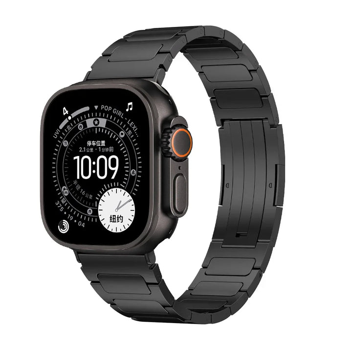 Black Lightweight Titanium Watch Band front view