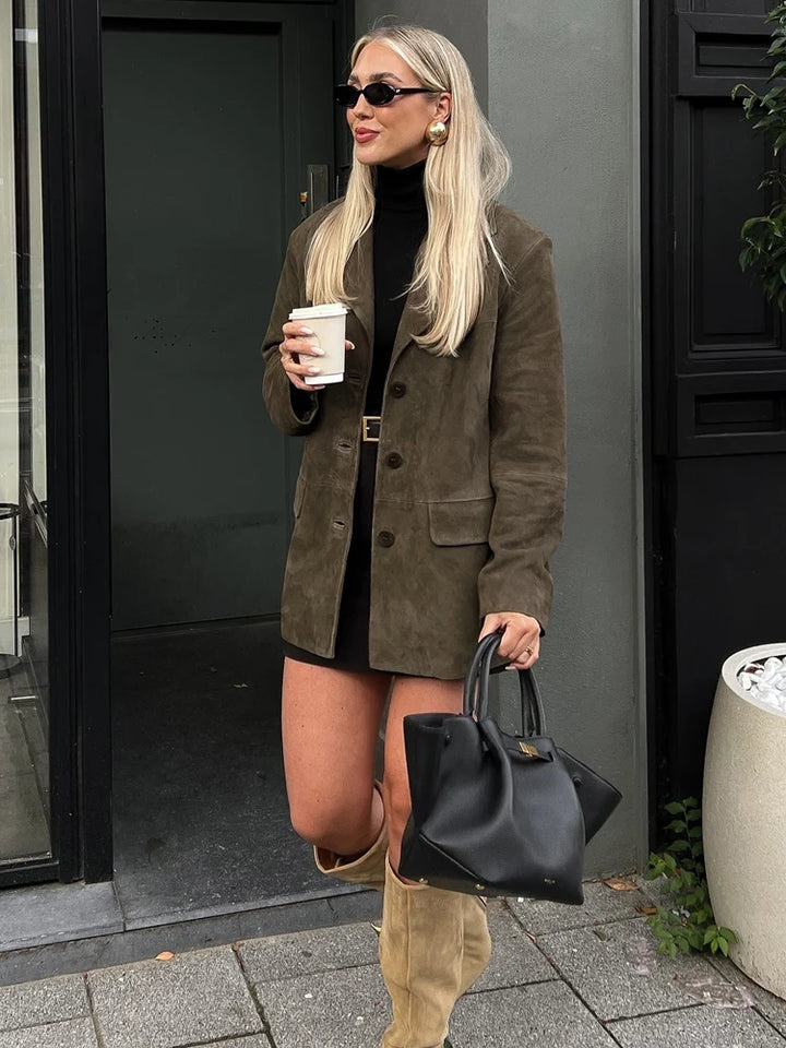 Suede Blazer Jacket sleeve detail
