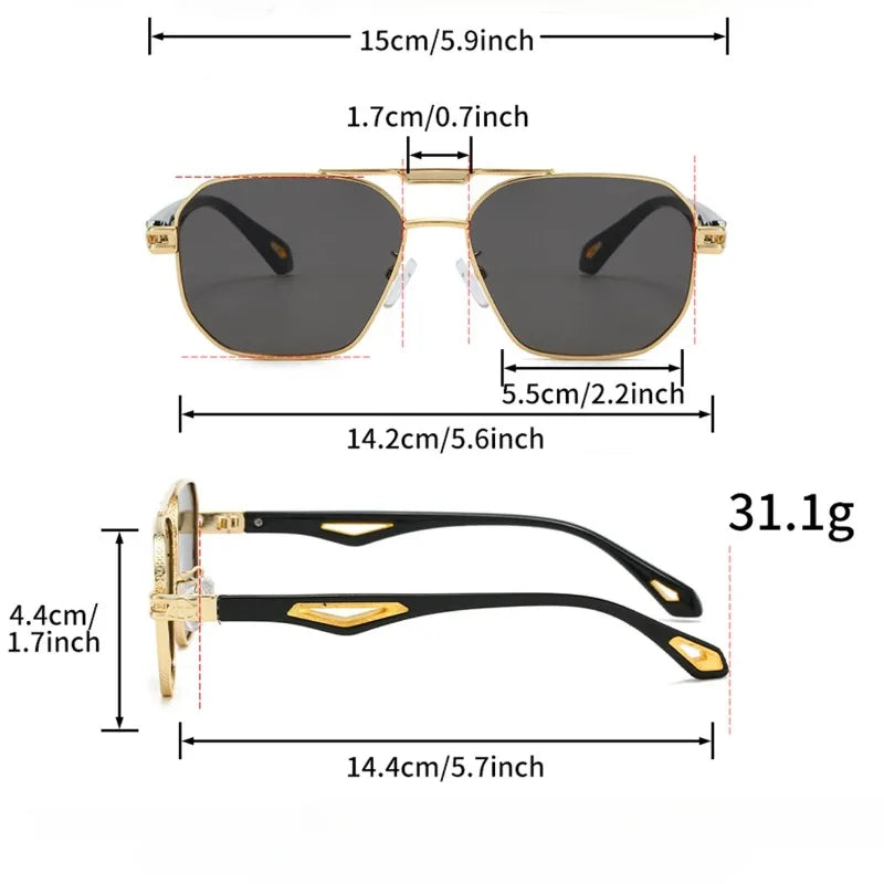 Double-Bridge Square Sunglasses