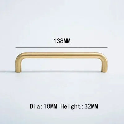Short Sculpted Warm Brass Door Handle – Detail View