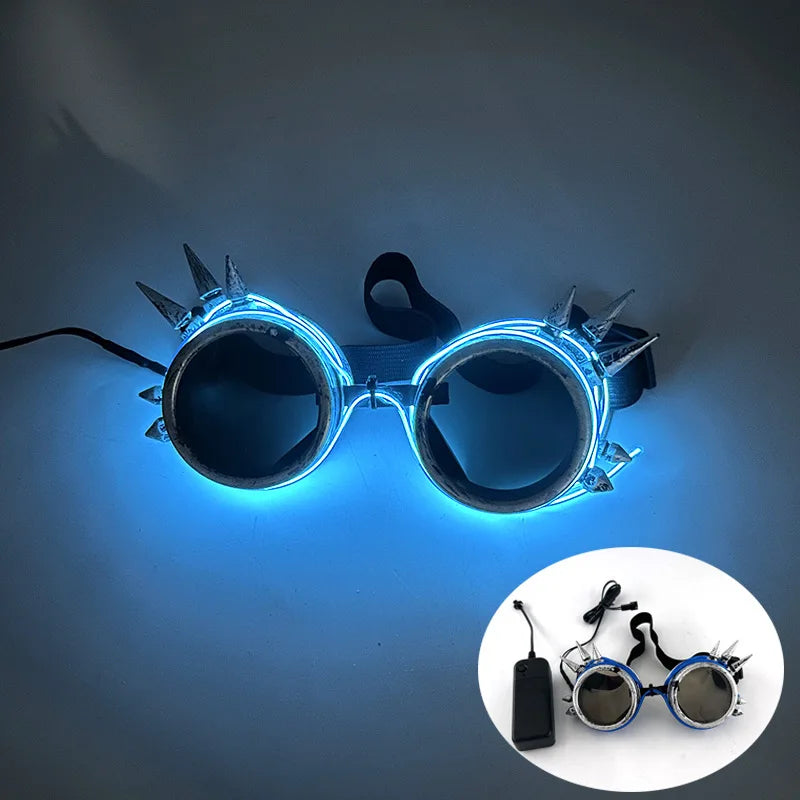 Blue LED Light-Up Party Glasses front view