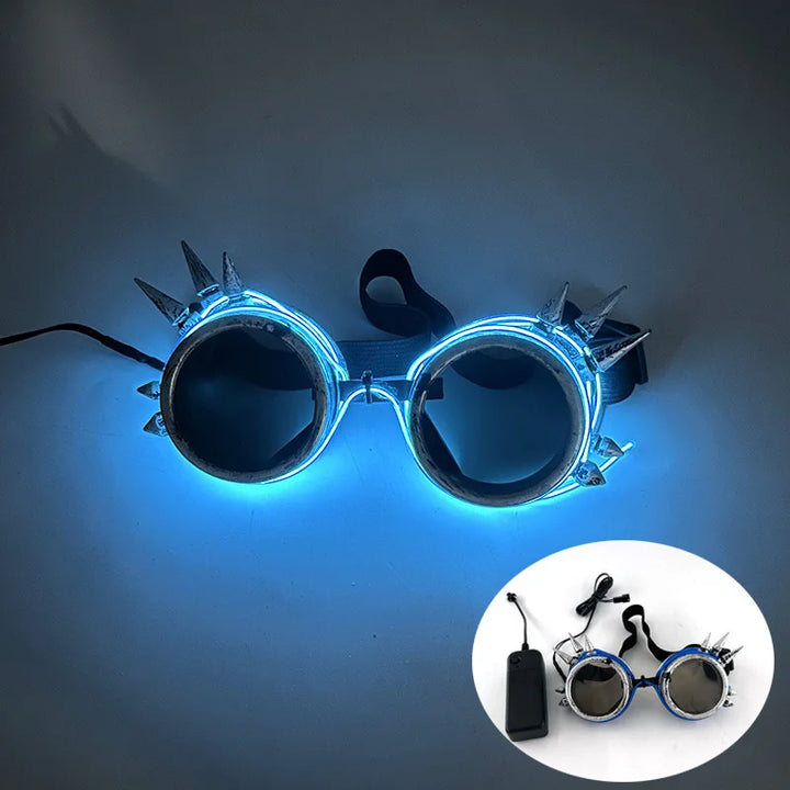Blue LED Light-Up Party Glasses front view