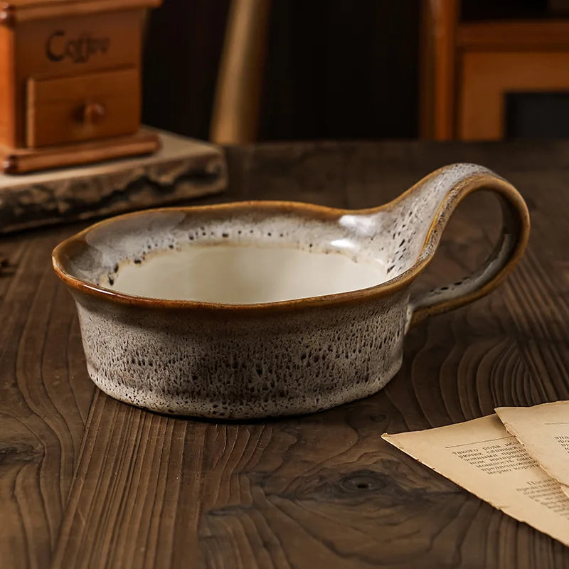Handcrafted Stoneware Breakfast Bowl handle detail