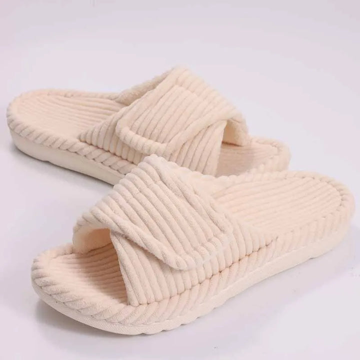 Ribbed Plush Slide Slippers side view