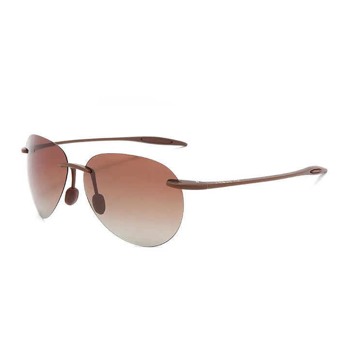 Rimless Aviator Polarized Sunglasses lens detail