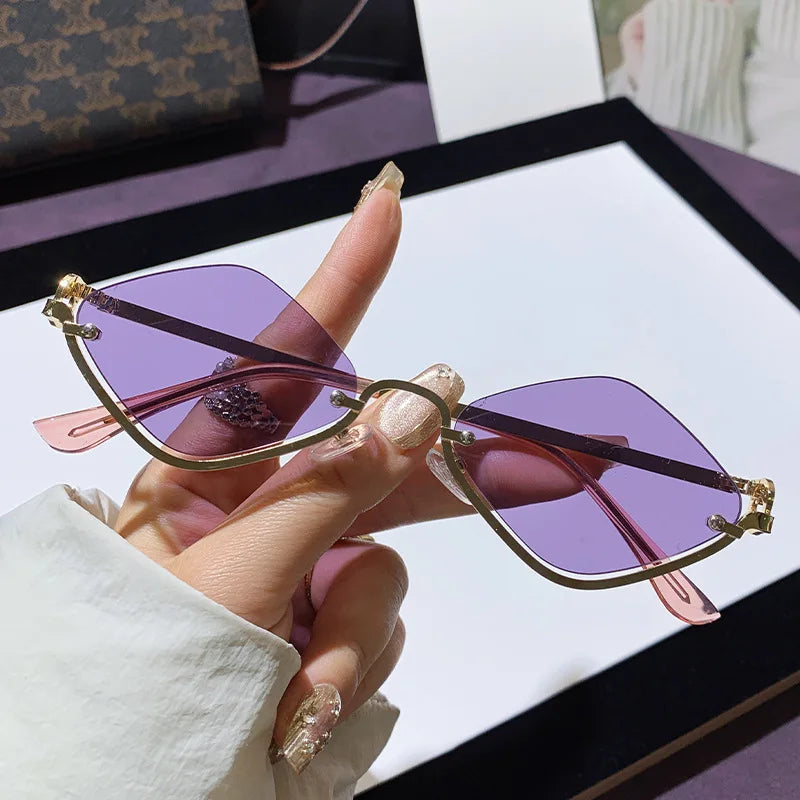 Polygonal Half-Frame Sunglasses