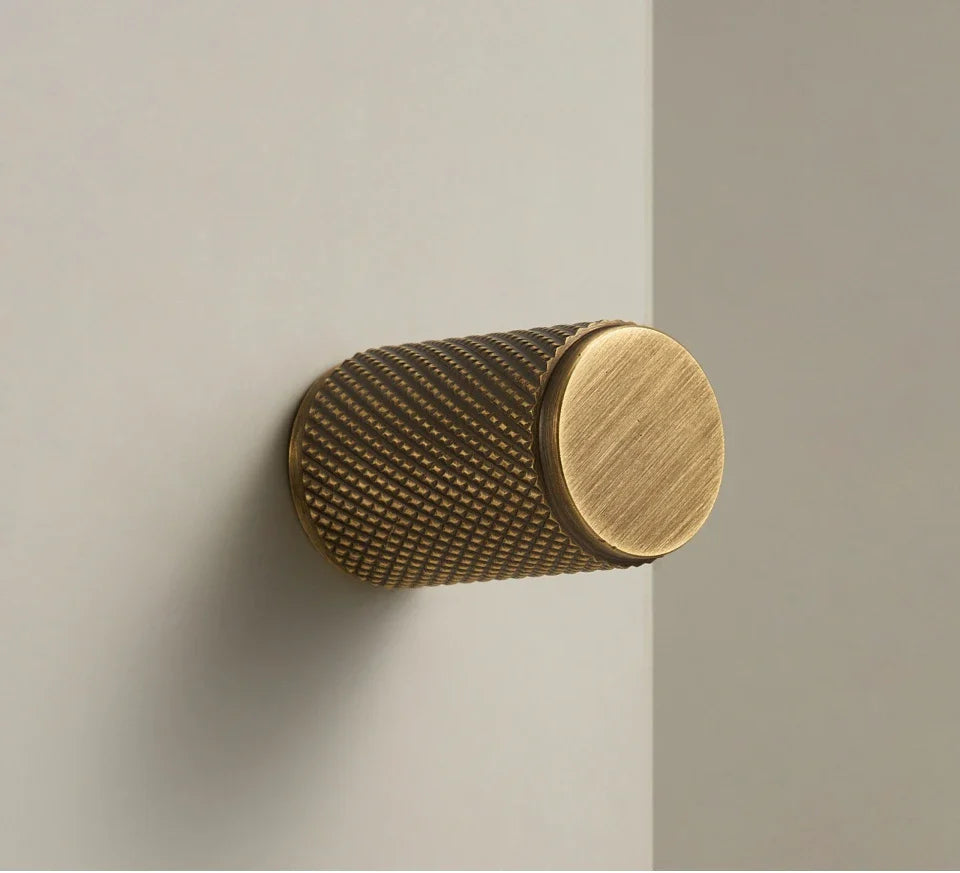Antique Brass Knurled Cabinet Pull