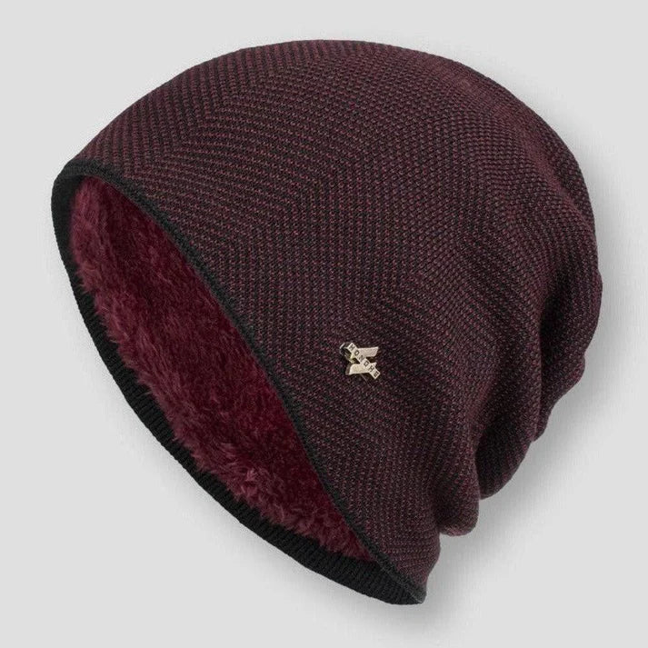 Ribbed-Knit Wool Beanie with Stretch Fit
