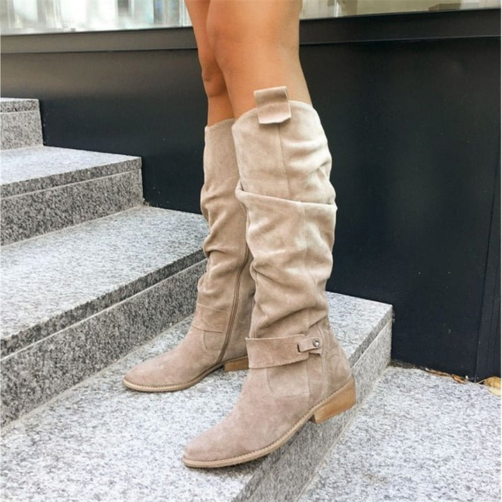 Slouchy Black Knee High Boots 0