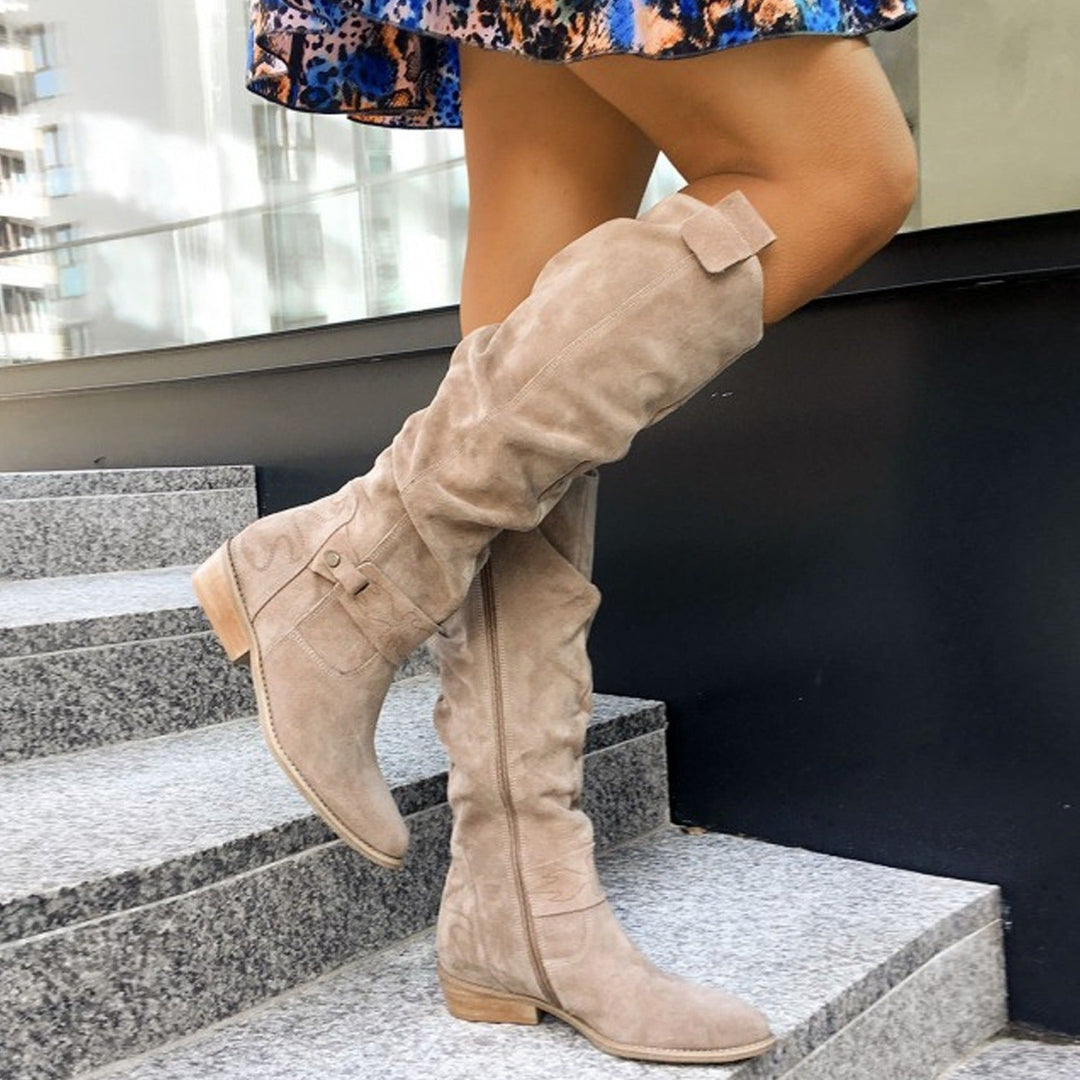 Slouchy Black Knee High Boots 2