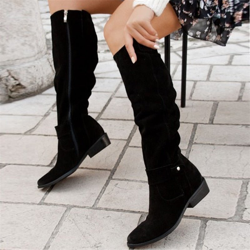 Slouchy Black Knee High Boots 5
