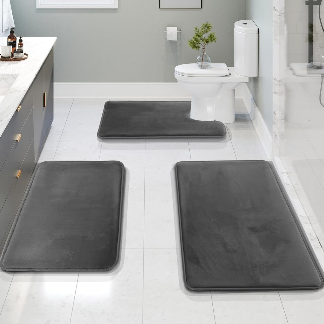 Soft Velvet Non-Slip Bath Mat Set 1