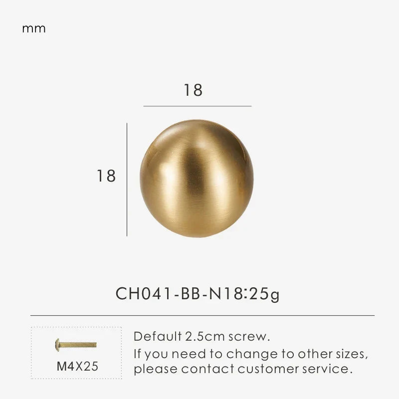 Brass Round Ball Cabinet Pull
