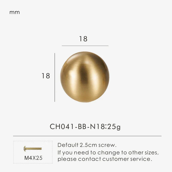 Brass Round Ball Cabinet Pull