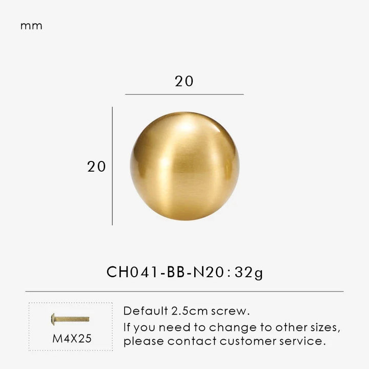 Brass Round Ball Cabinet Pull