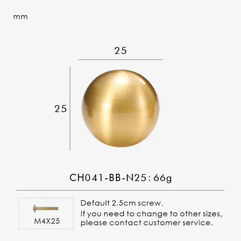 Brass Round Ball Cabinet Pull