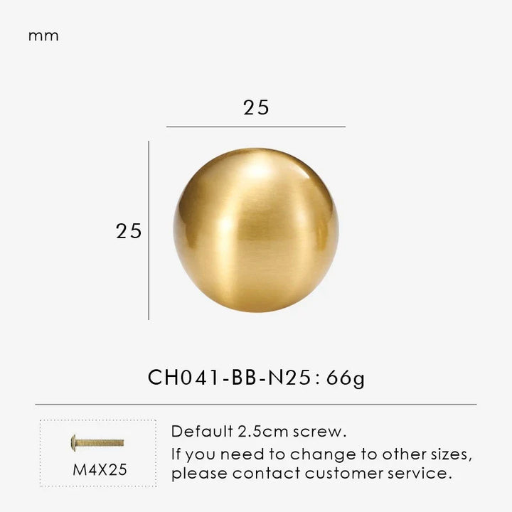 Brass Round Ball Cabinet Pull