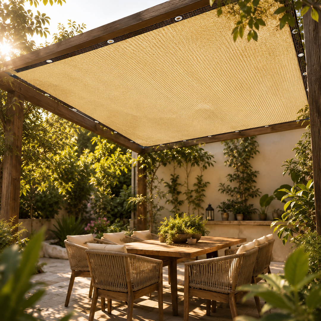 PE Woven Shade Fabric lifestyle setting