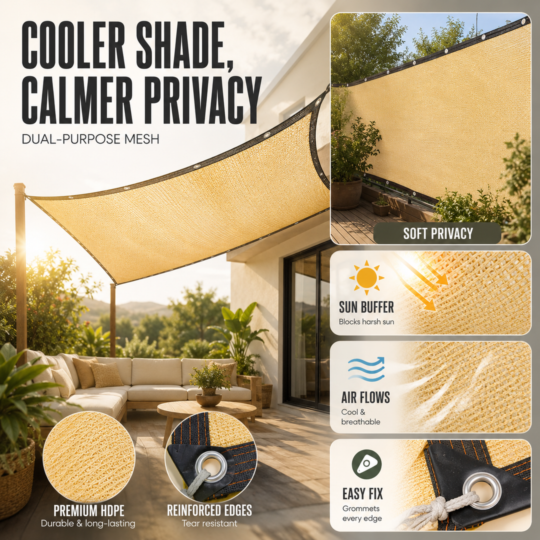 PE Woven Shade Fabric corner eyelet detail