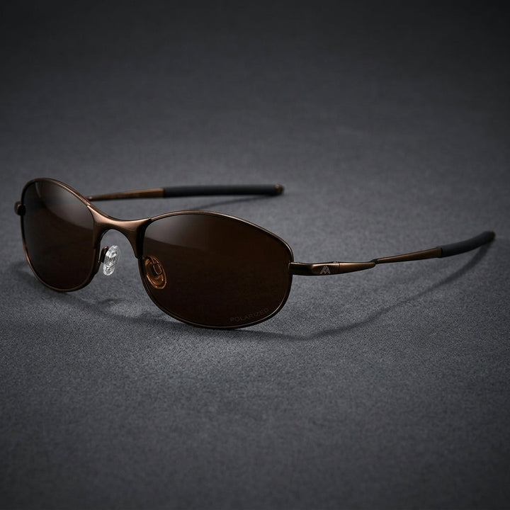 Bronze Wrap-Around Metal Frame Sunglasses front view