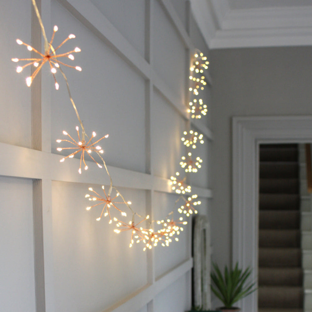 Sparkling Copper Starburst LED String Lights for Magical Indoor Outdoor Decor