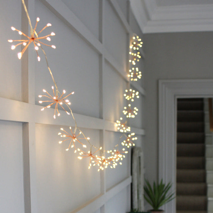 Sparkling Copper Starburst LED String Lights for Magical Indoor Outdoor Decor