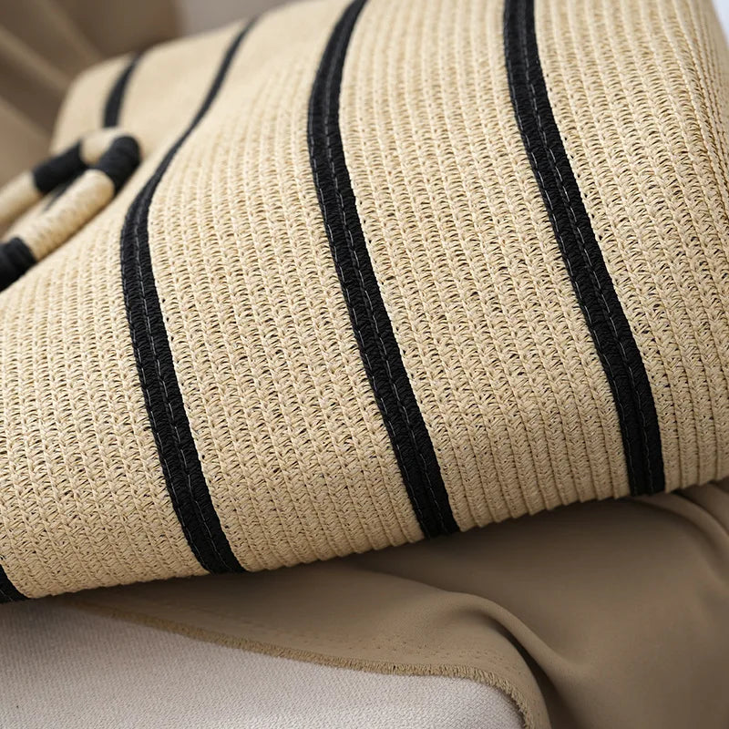 Striped Woven Beach Tote Bag 2