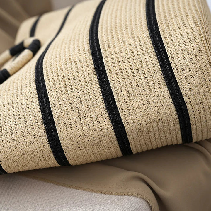 Striped Woven Beach Tote Bag 2
