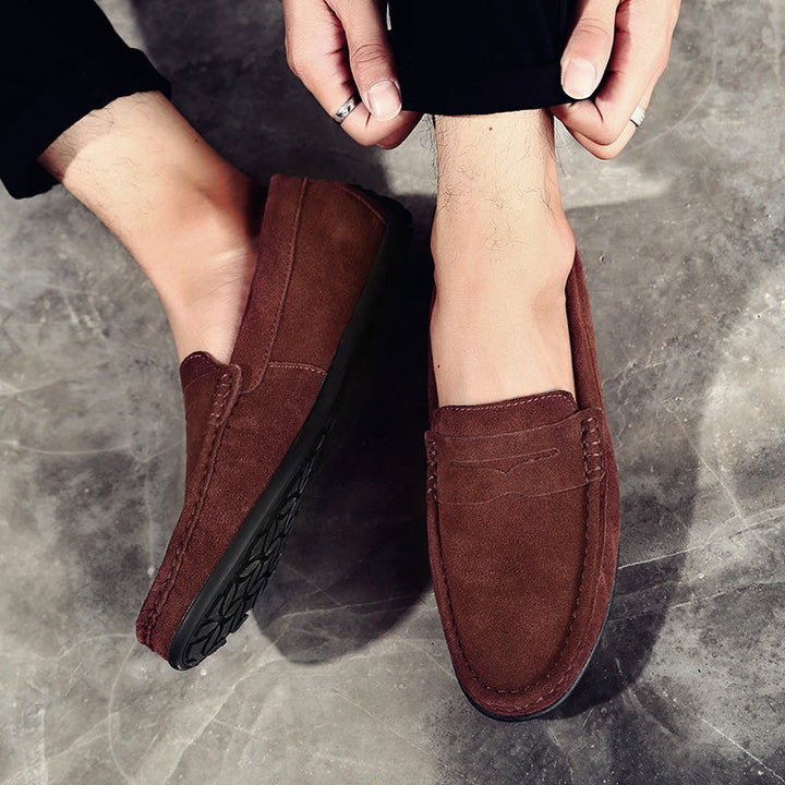 Suede driving loafers top view