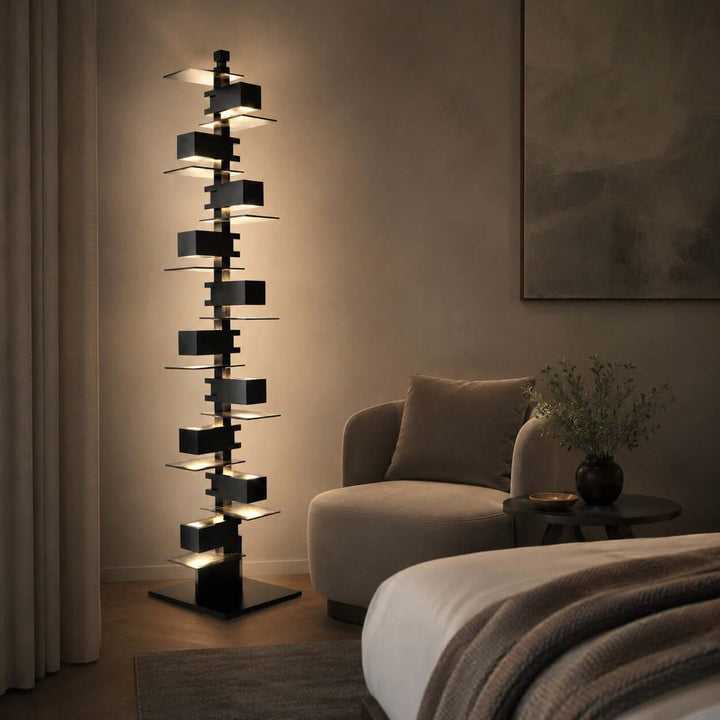 Stacked Wood Block Tower Lamp