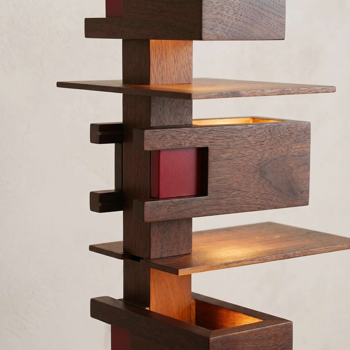 Stacked Wood Block Tower Lamp