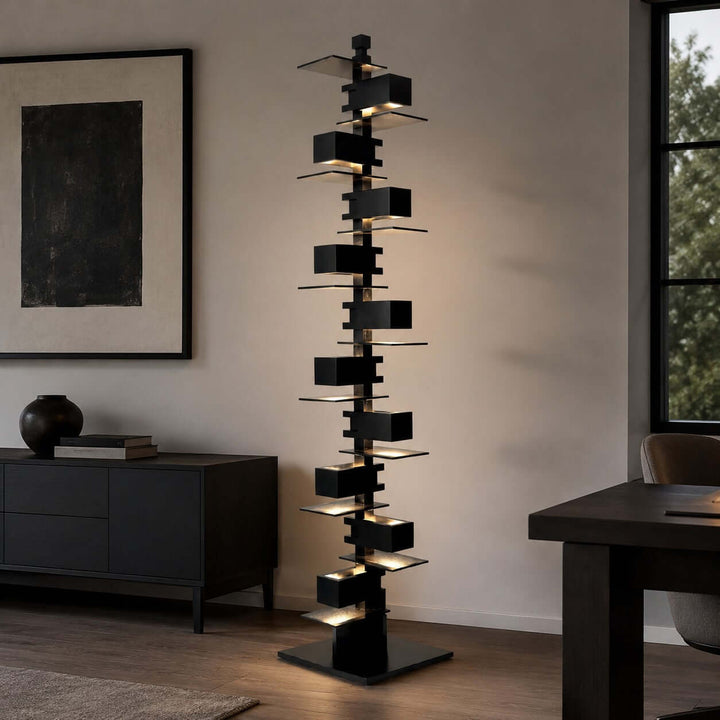 Stacked Wood Block Tower Lamp
