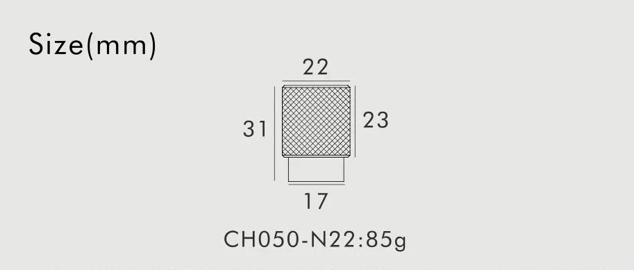 Cross-Knurled Brass Cabinet Knob dimension diagram