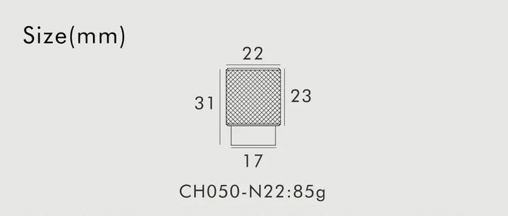 Cross-Knurled Brass Cabinet Knob dimension diagram