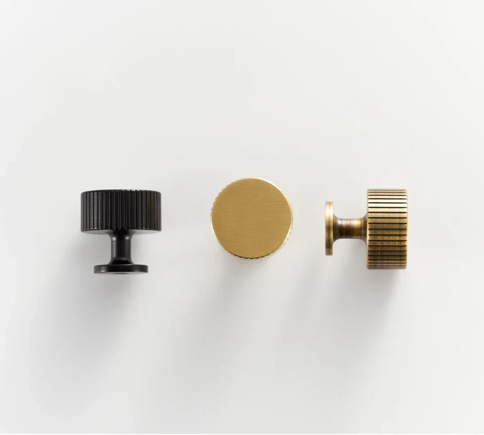 Fluted-Edge Brass Cabinet Knob
