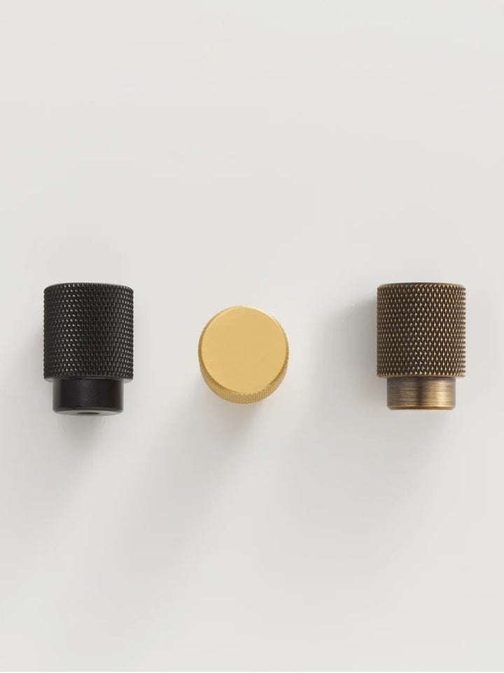 Cross-Knurled Brass Cabinet Knob finish comparison